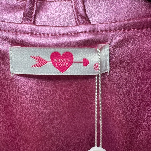 Buddy Love Shiny Pink Leather Jacket - Picture 2 of 7